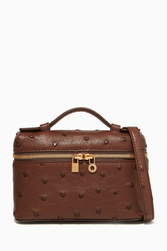 

Extra Pocket L14 Pouch in Ostrich Leather, Brown