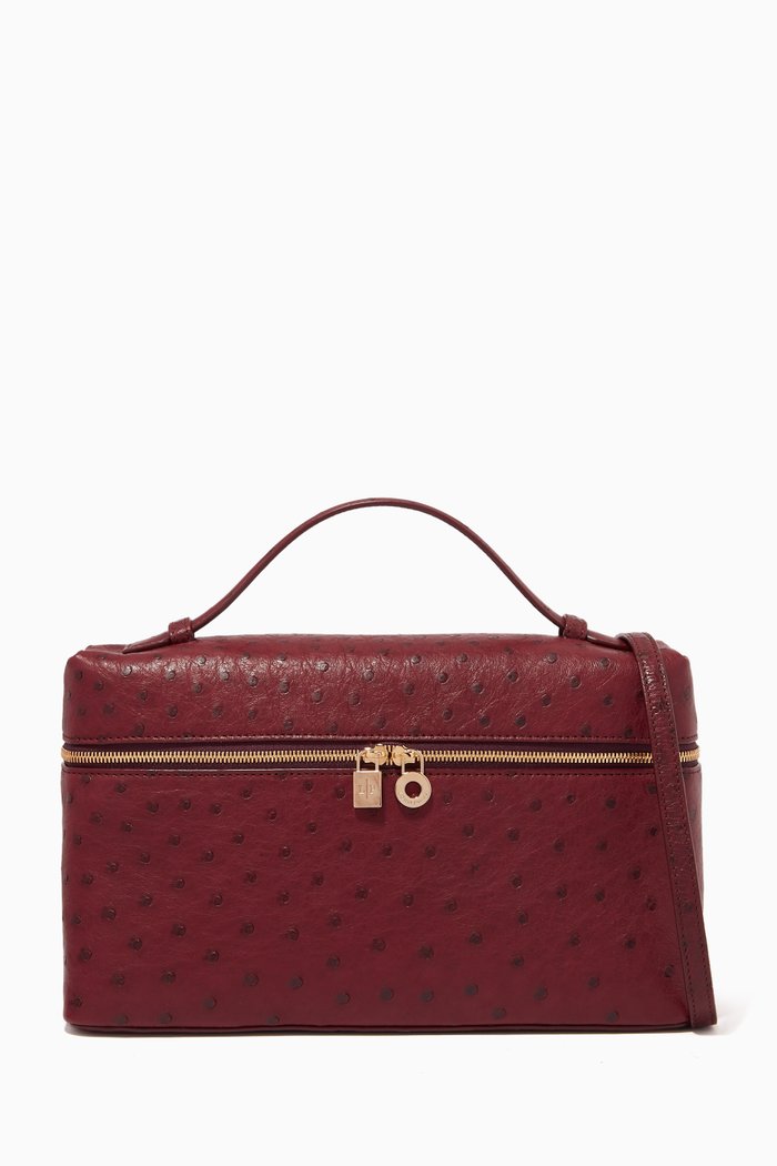 

Extra Pocket L27 Pouch in Ostrich Leather, Burgundy