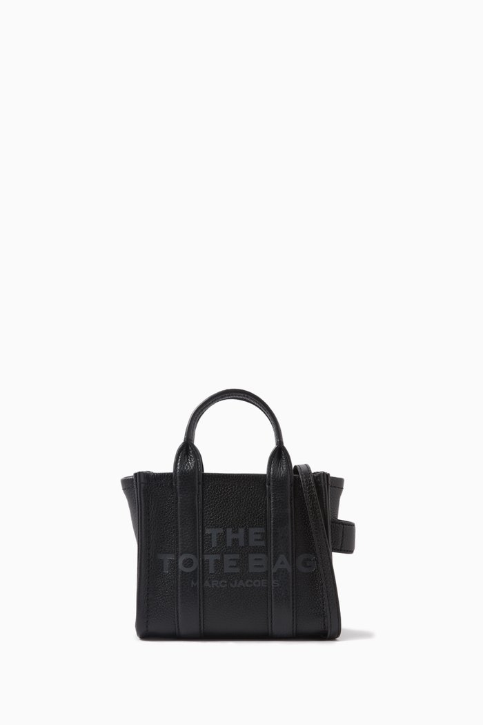 

Micro Top Handle Tote Bag in Cow leather, Black