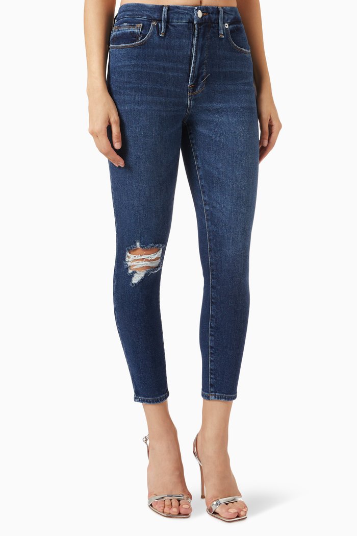 

Good Waist Crop Cashmere Jeans in Denim, Blue