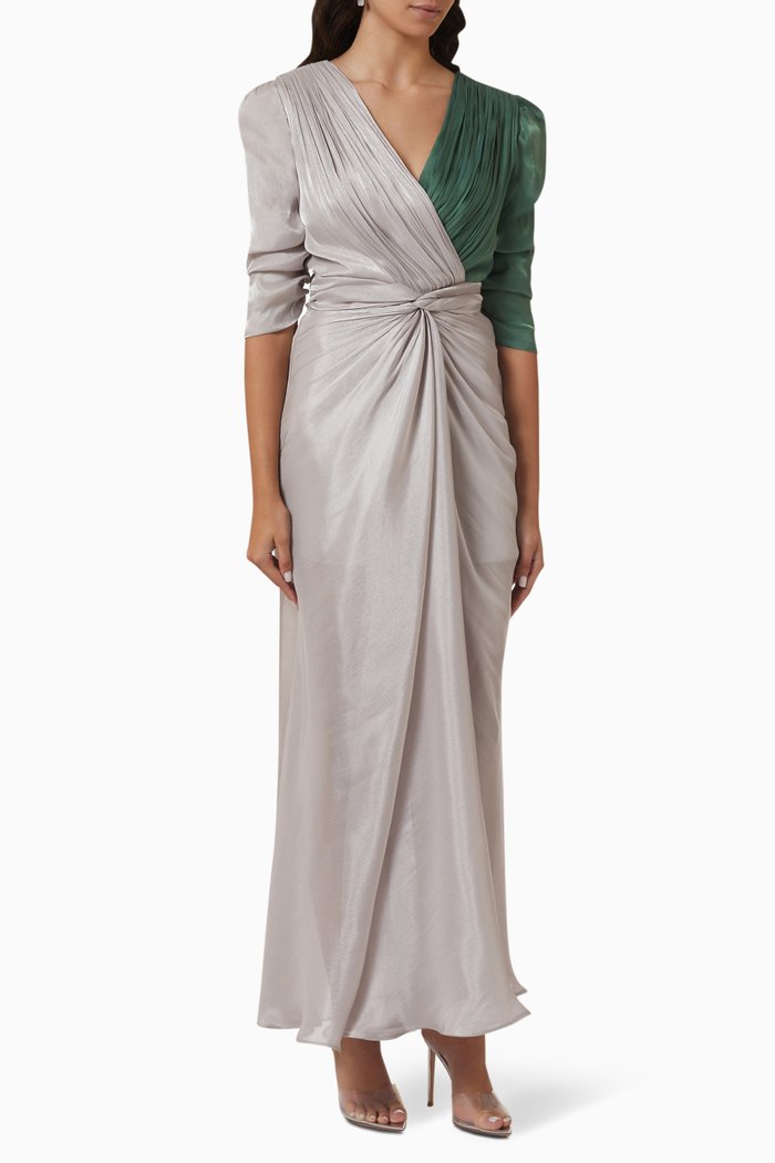 

Pleated Maxi Dress, Green