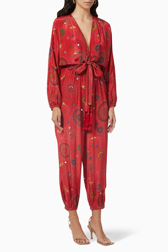 

Mystic Night Jumpsuit in Viscose, Red