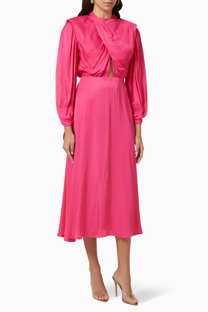 Shoulder Pads Maxi Dress, Pink