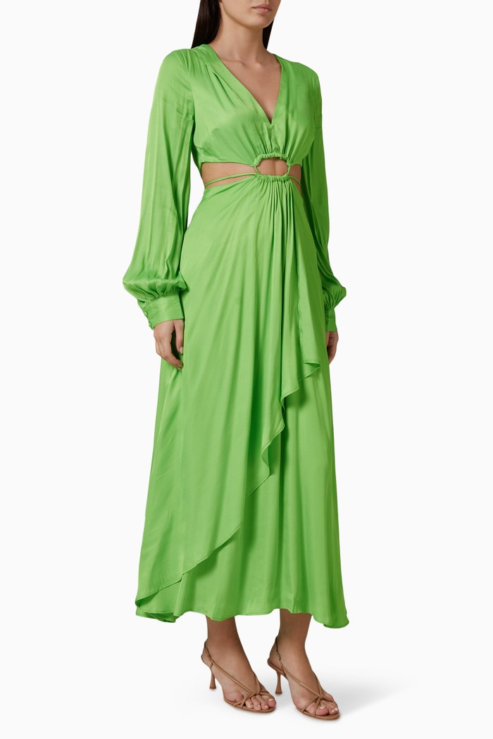 

Cut-out Draped Maxi Dress in Viscose, Green