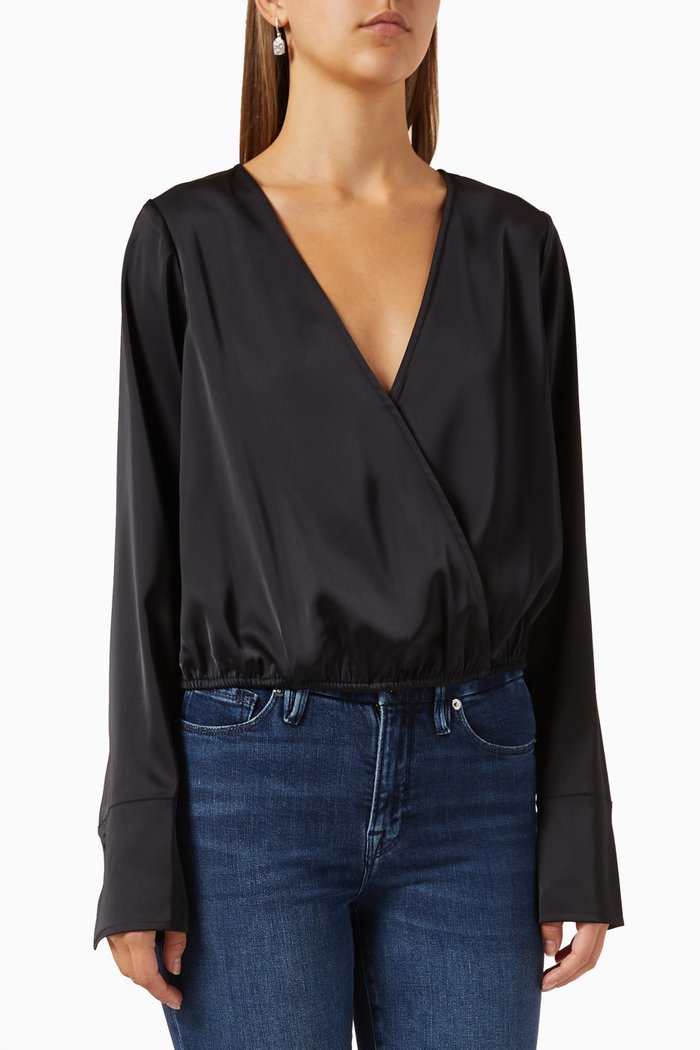 

Wrap Top in Satin, Black