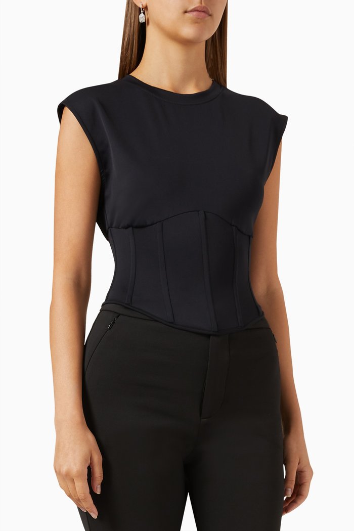

Corset T-shirt in Neoprene, Black