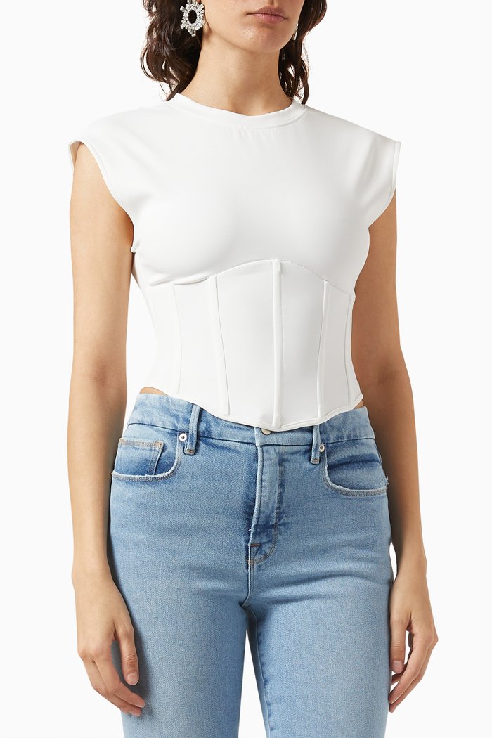 Corset T-shirt in Neoprene, White