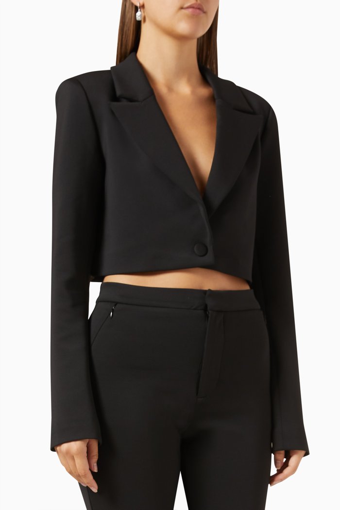 

Cropped Blazer in Neoprene, Black