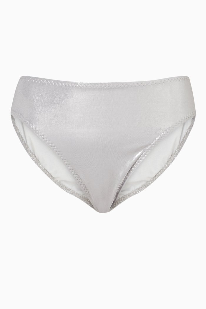 

Underwire High-waist Bikini Briefs in Lamé, Silver