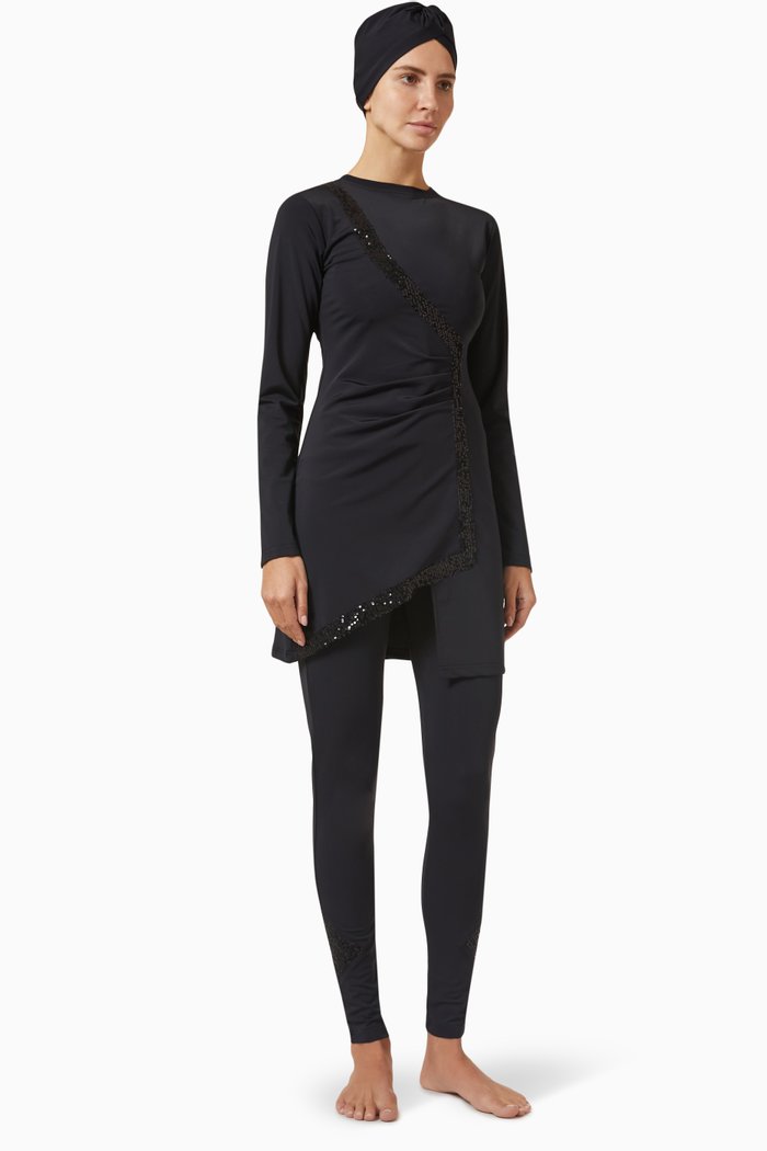 

Arya Modest Swimsuit in Sustainable Stretch Blend, Black