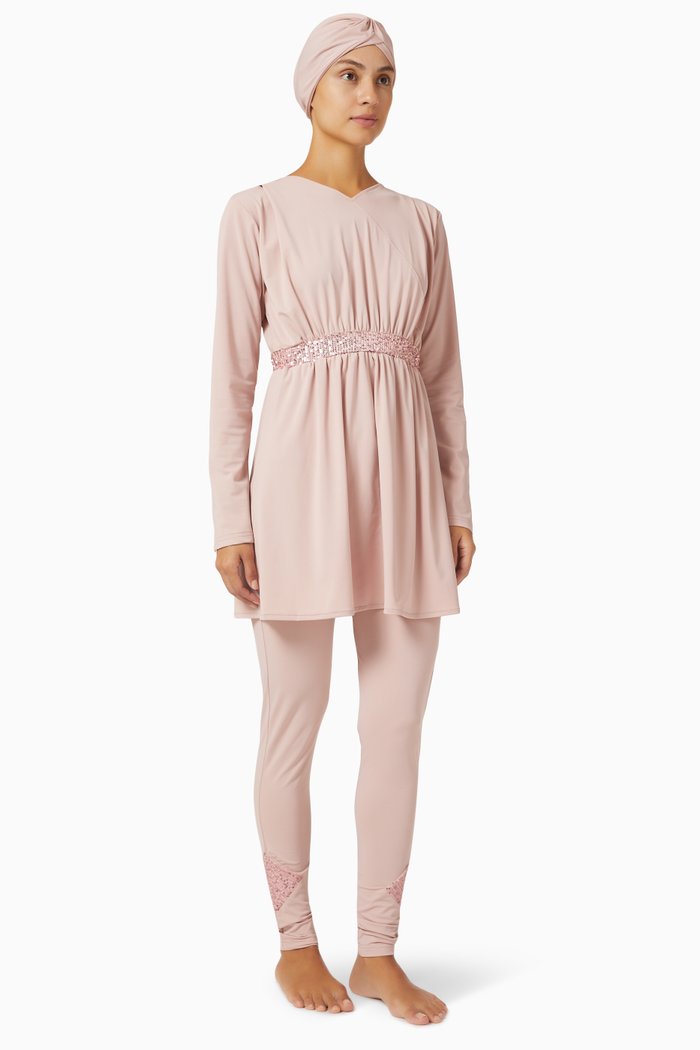 

Aurora Modest Swimsuit in Sustainable Stretch Blend, Brown