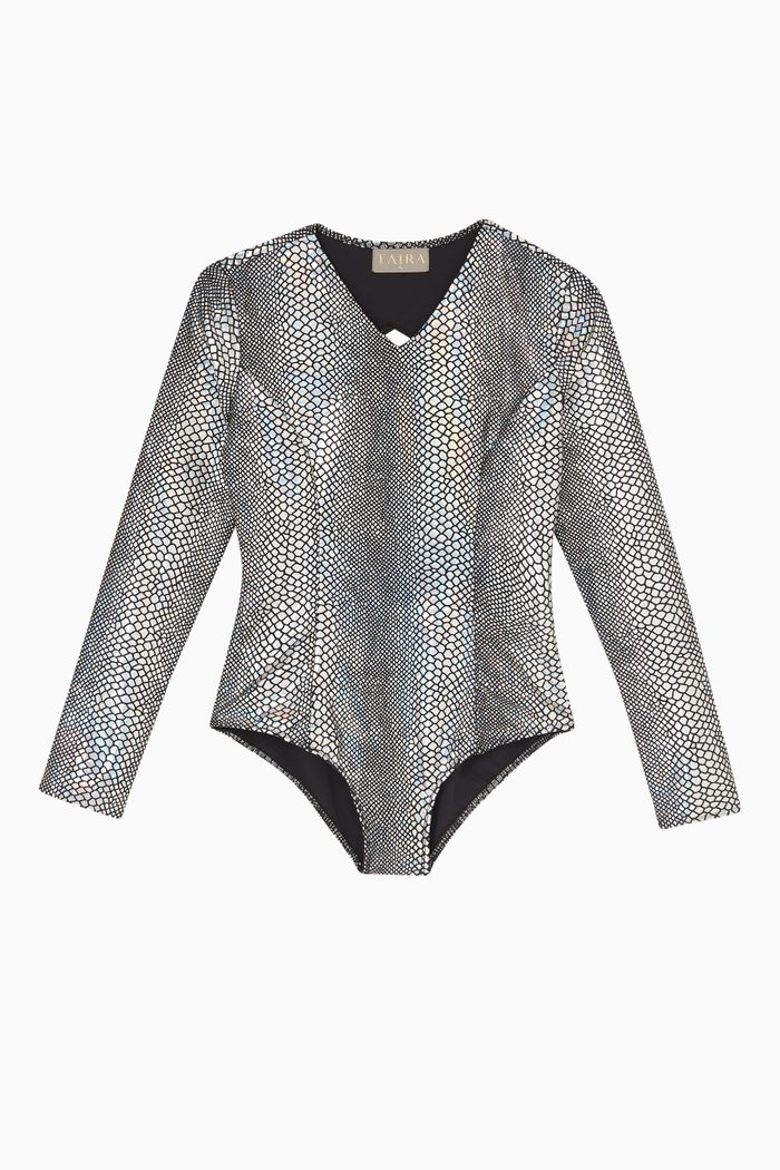 

Diamond One-piece Swimsuit in Sustainable Stretch Blend, Silver