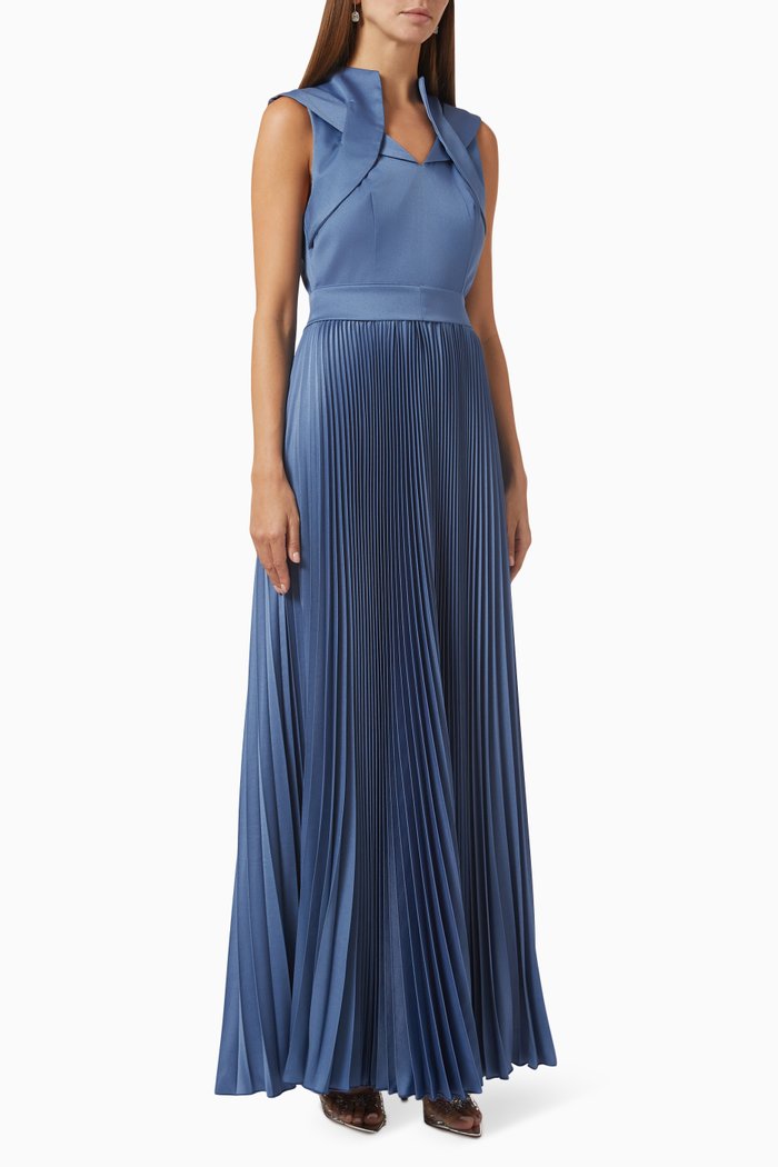

Pleated Maxi Dress, Blue