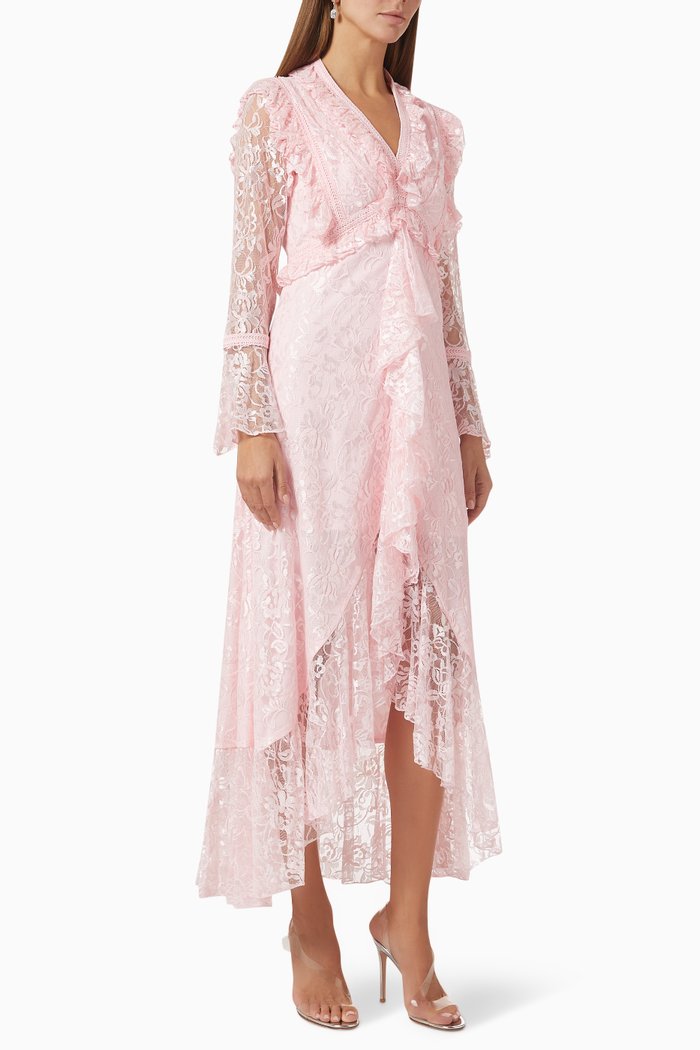 

High-low Dress in Lace, Pink
