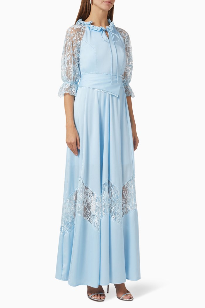 

Puff Sleeve Maxi Dress, Blue