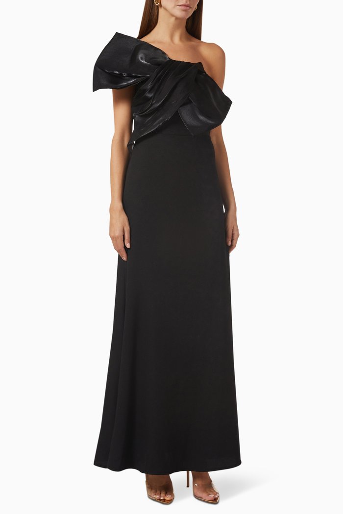 One-shoulder Maxi Dress, Black