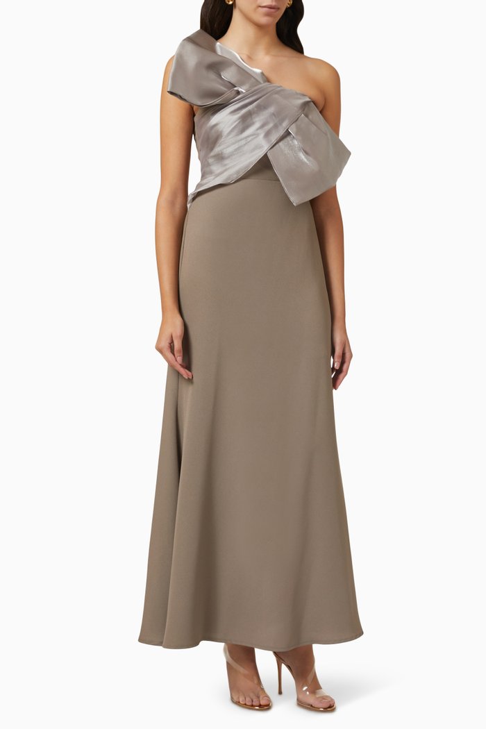 One-shoulder Maxi Dress, Grey