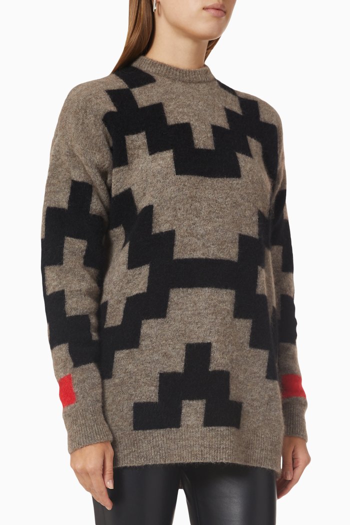 

Ragni Geometric Sweater in Mohair-wool Blend, Brown