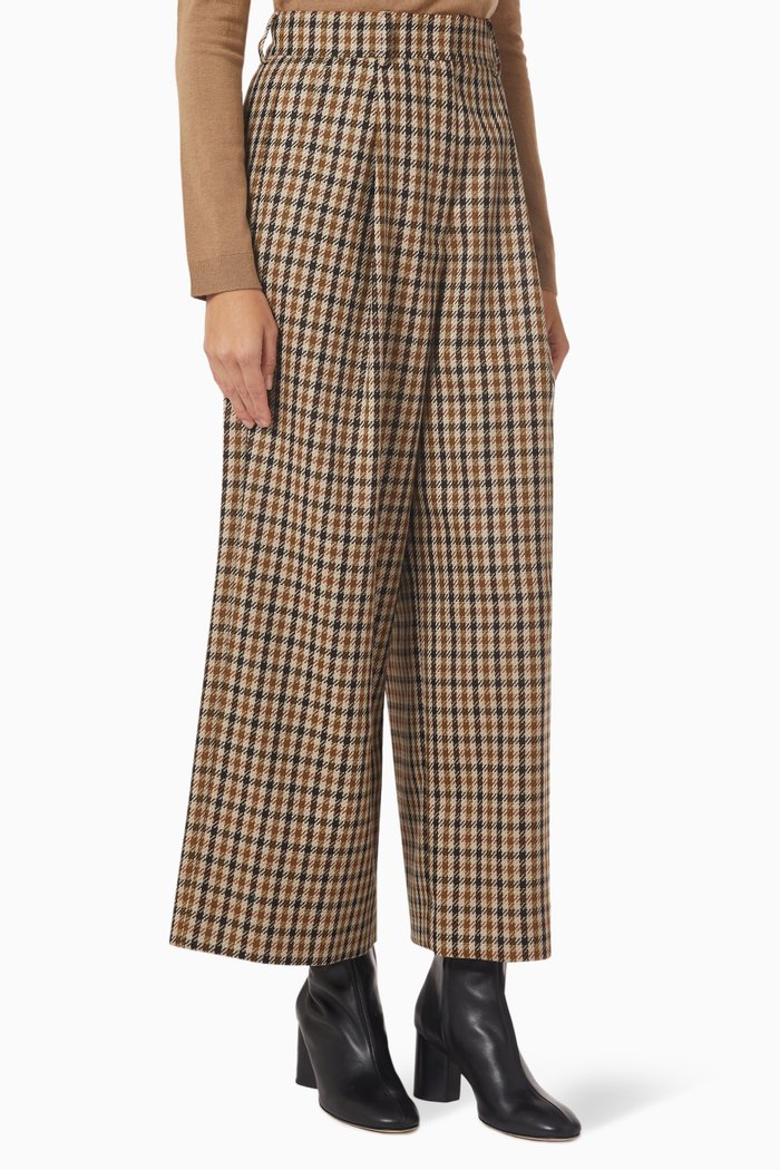 

Dinar Flared Pants in Wool & Cotton, Brown