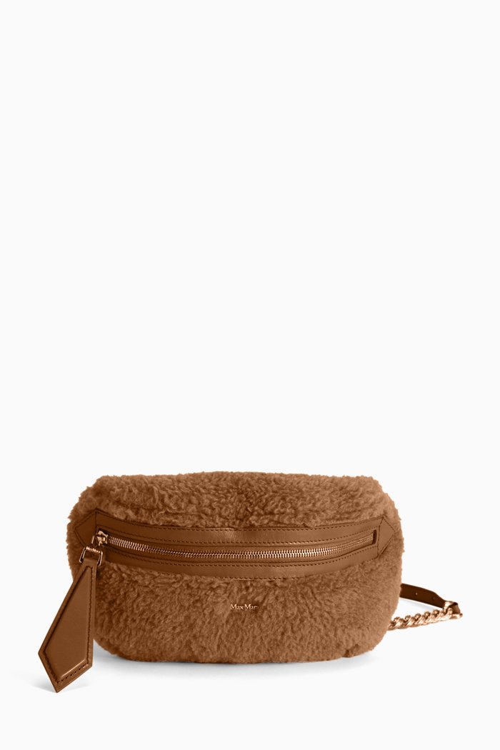 

Banane Teddy Belt Bag in Camel Wool & Silk, Brown