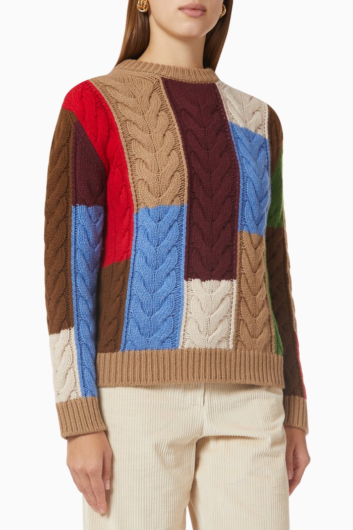 

Ghinea Cable-knit Sweater in Virgin Wool, Blue