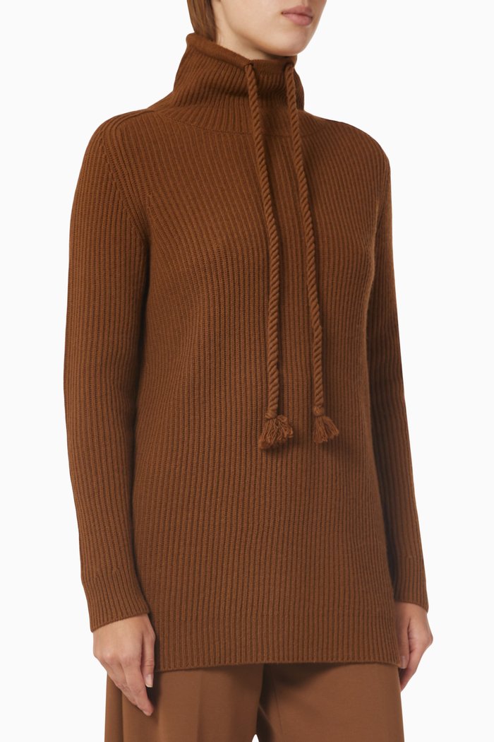 

Kurt Ribbed Turtleneck Sweater in Cashmere Wool-blend, Brown