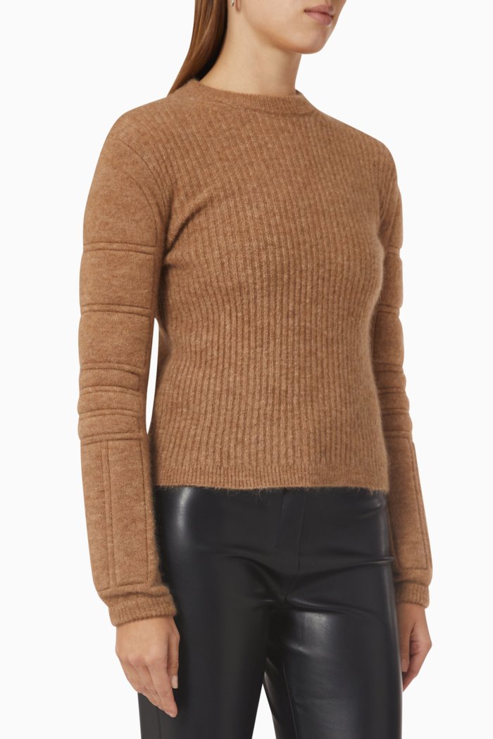 

Smirne Padded-sleeve Sweater in Mohair Wool-blend, Brown