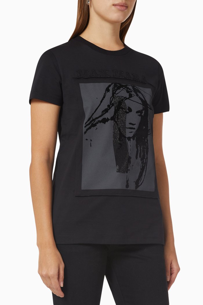 

Darling Flocked T-shirt in Cotton-jersey, Black