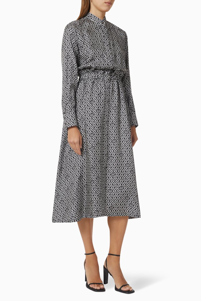 

Dyser Printed Midi Dress in Silk-twill, Grey