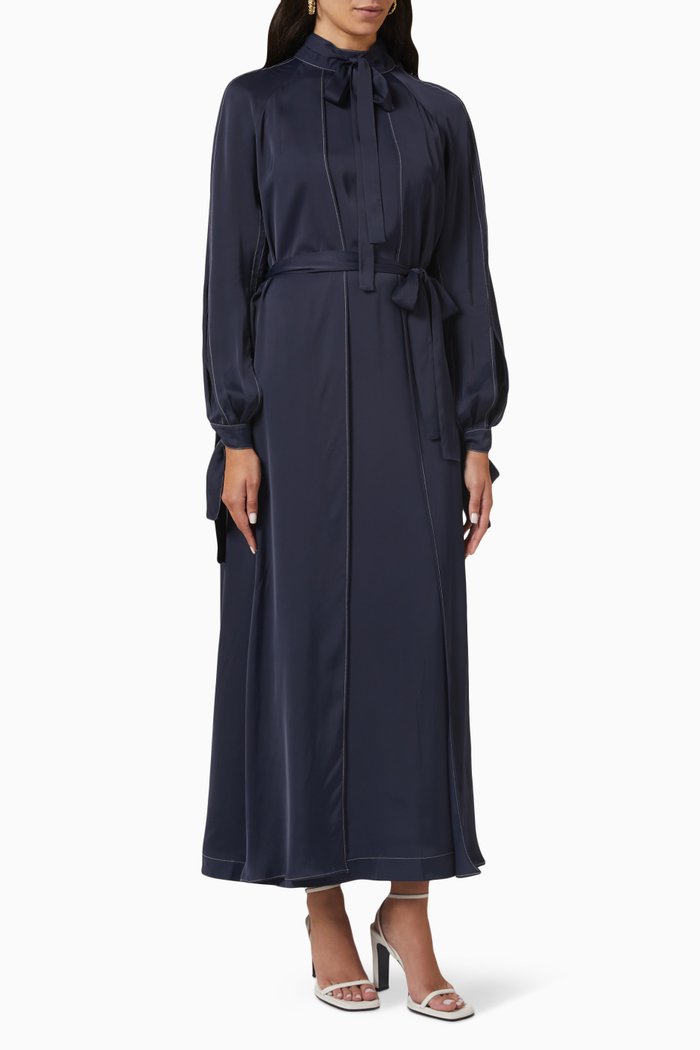 

Long Sleeve Belted Dress, Blue