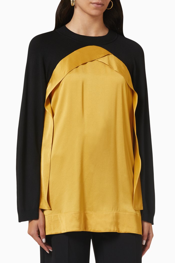 

Two-tone Long Sleeve Top, Yellow