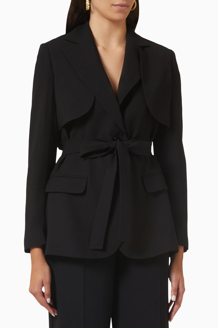 

Long Sleeve Belted Jacket, Black