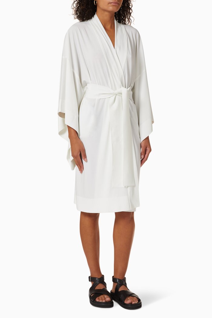 

Robe To Knee Robe in Poly Lycra, White