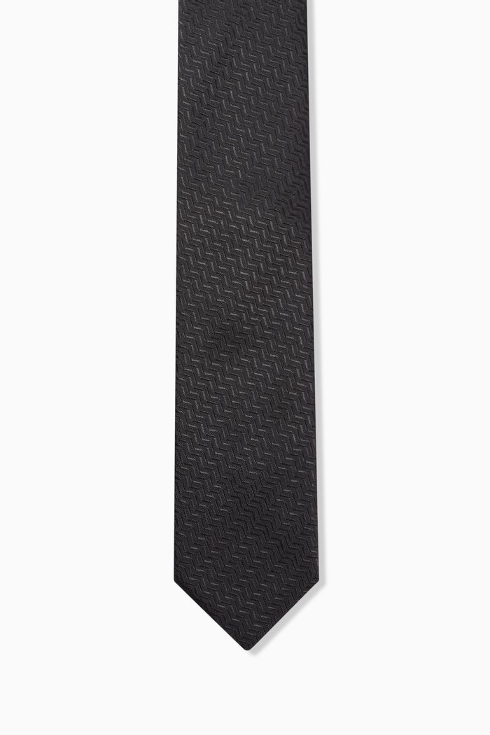 

Herringbone Tie in Silk, Black