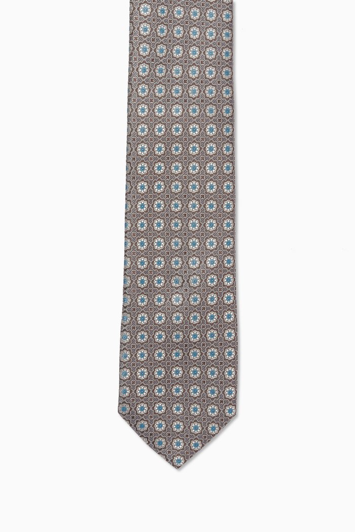 

Medallion Tie in Silk Jacquard, Brown