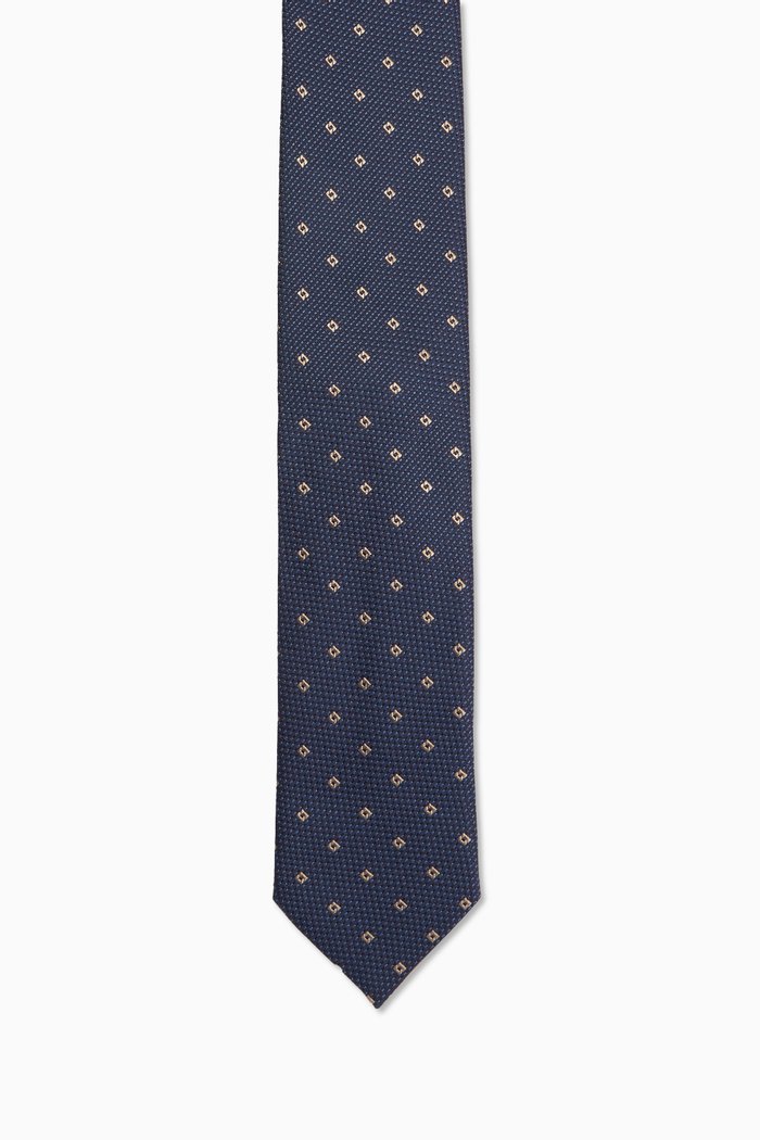 

Geometric Tie in Silk, Blue
