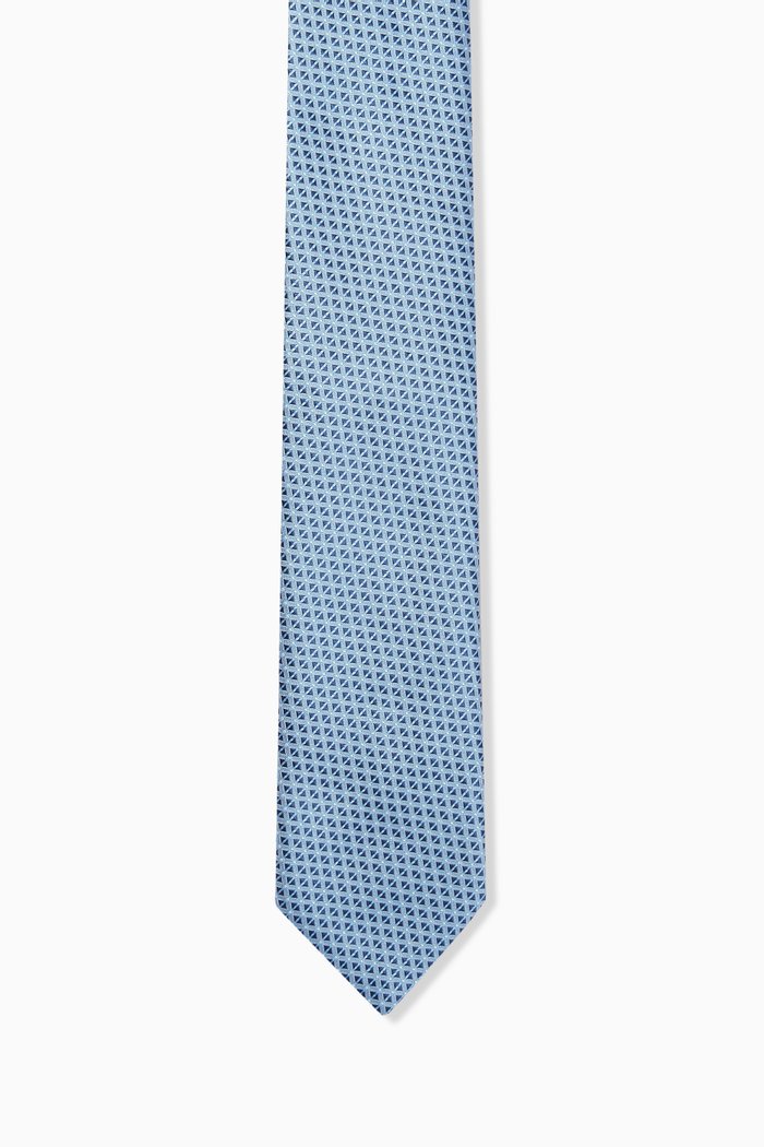 

Geometric Tie in Silk Jacquard, Blue