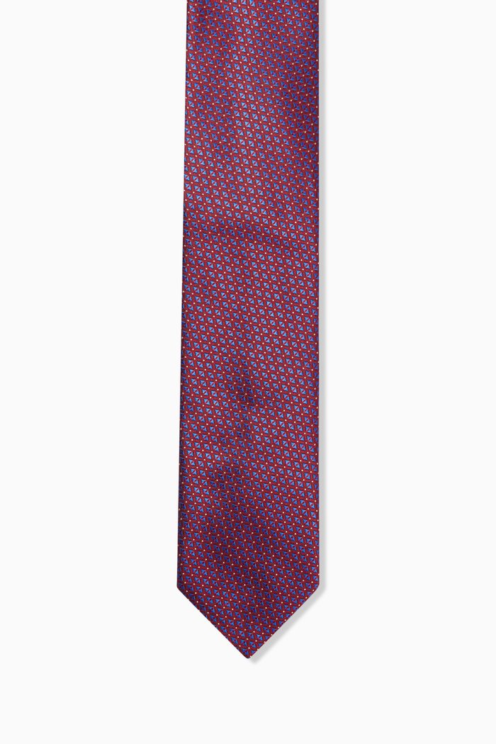 

Geometric Tie in Silk Jacquard, Red