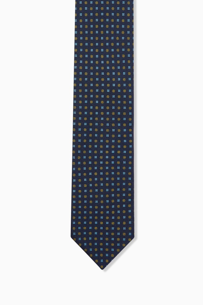 

Micro Floral Tie in Silk, Blue