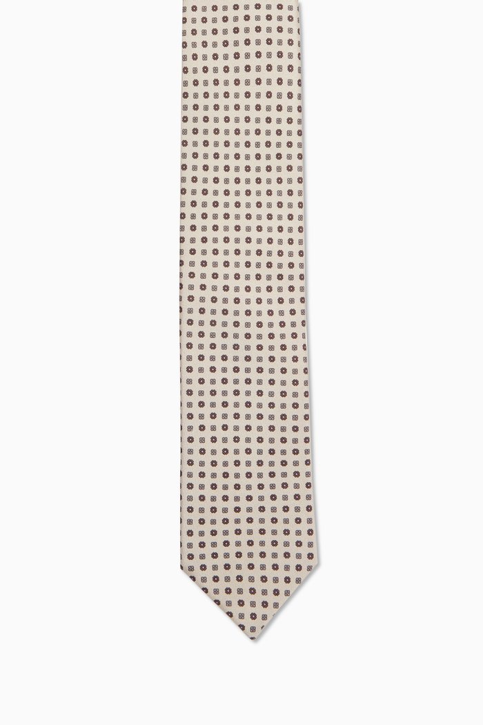 

Micro Floral Tie in Silk, Brown