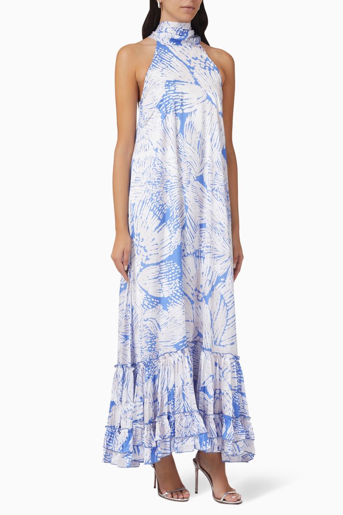 

Michaella Printed Halter-neck Maxi Dress, Purple