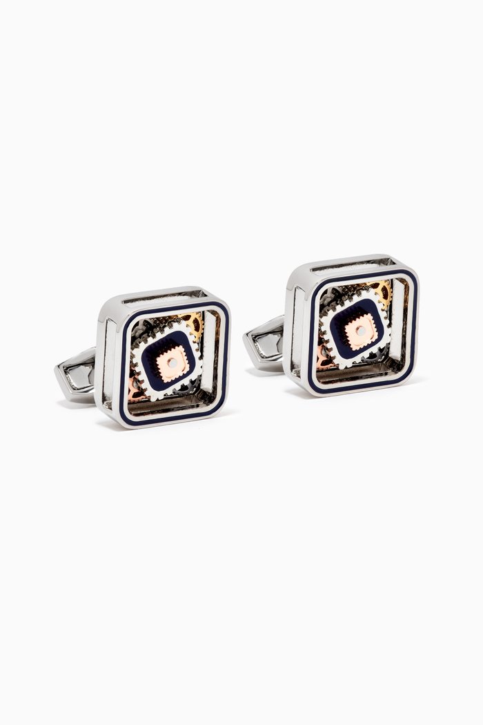 

Magro Gear Cufflinks in Metal, Blue