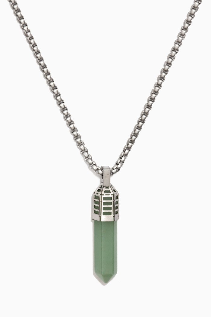 

Dopamine Drop Aventurine Necklace in Steel, Green