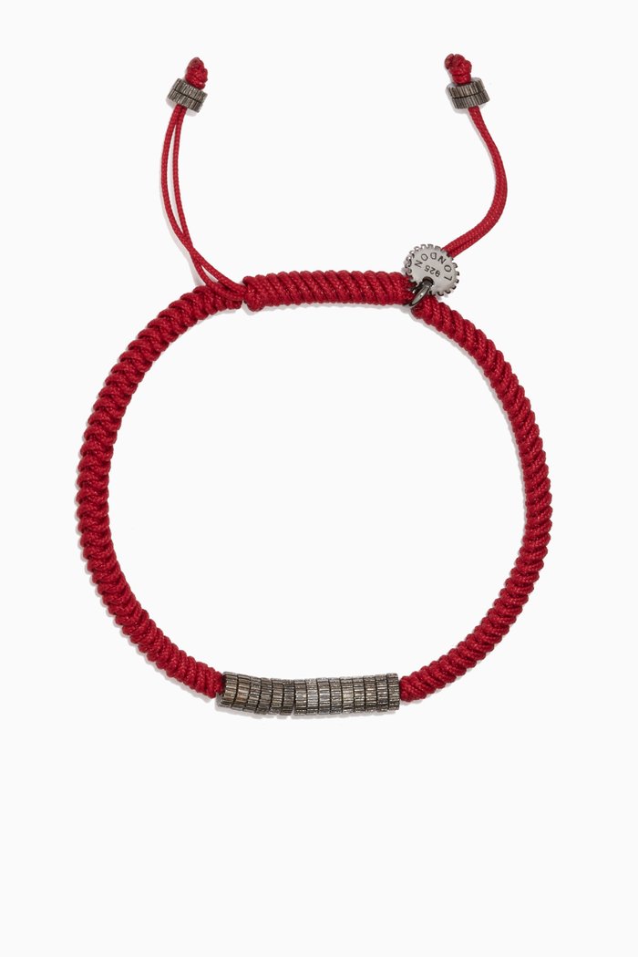 Serpente Gear Macrame Bracelet in Sterling Silver, Blue