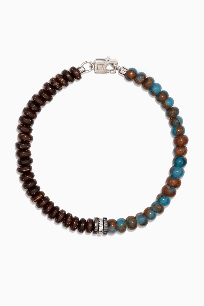 

Nepal Gear Coconut Wood Blue Jasper Bracelet