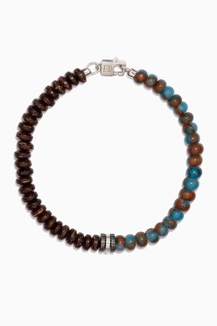 

Nepal Gear Coconut Wood Blue Jasper Bracelet
