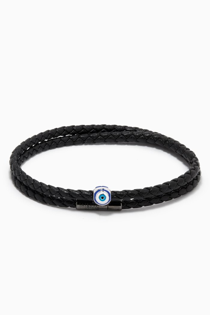 

Evil Eye Bracelet in Recycled Corn Cable, Black
