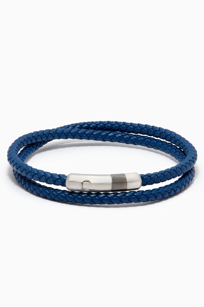 

Octogon Click Bracelet in Leather, Blue