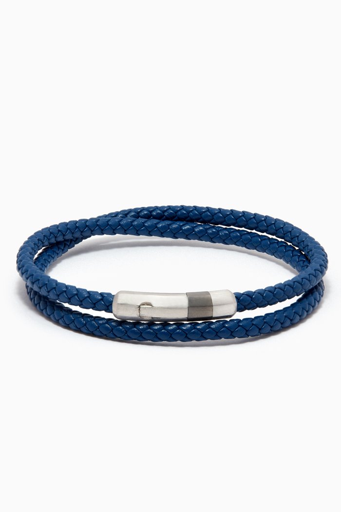 

Octogon Click Bracelet in Leather, Blue