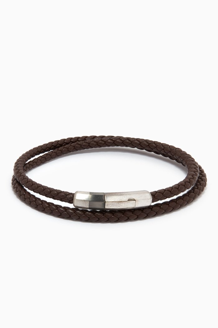 

Octogon Click Bracelet in Leather, Brown